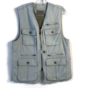 LL Bean Vintage Vest Travel Fishing Photography Safari mens Size M khaki